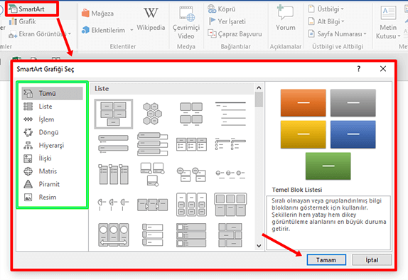 Word'e SmartArt Grafikleri Ekleme Nasıl Yapılır? - 2