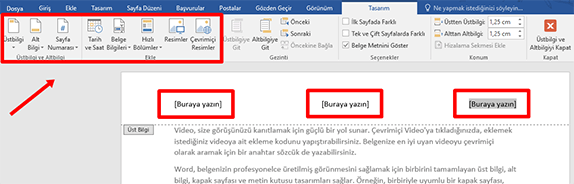 Word Üst Bilgi Ekleme Nasıl Yapılır? - 3