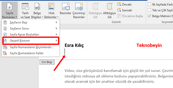 Word Üst Bilgi Ekleme Nasıl Yapılır? - 5