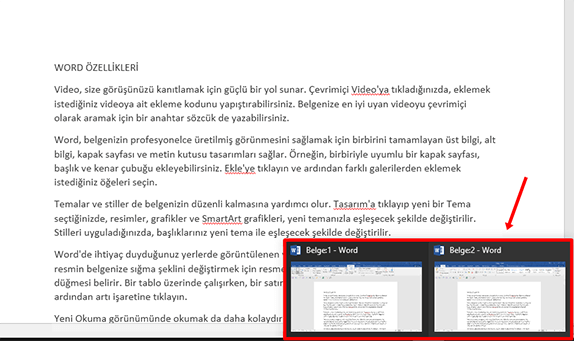 Word’de Aynı Belgenin Farklı Kısımlarında Çalışma Nasıl Yapılır? - 3