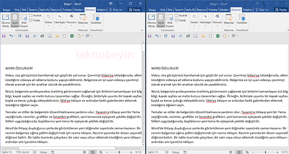 Word’de Aynı Belgenin Farklı Kısımlarında Çalışma Nasıl Yapılır? - 5
