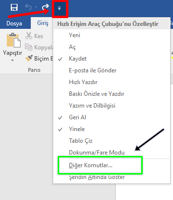 Word'de Hızlı Erişim Araç Çubuğu Özelleştirme Nasıl Yapılır? - 2