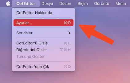 CotEditor İmleç Boyutu Değiştirmek 2