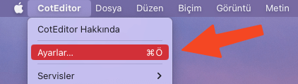 CotEditor Koyu Tema Açma 2