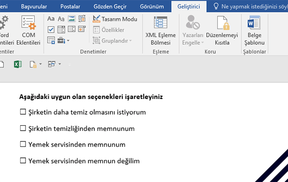 Word İşaretlenebilir Onay Kutusu Ekleme Nasıl Yapılır? - 6