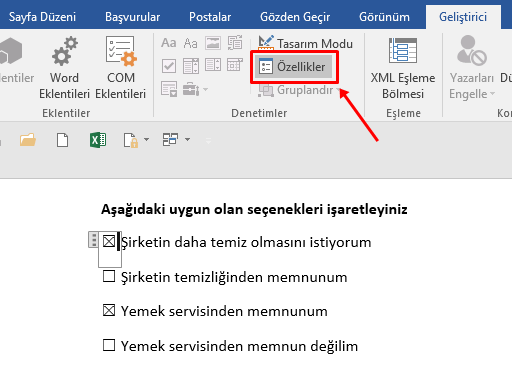 Word İşaretlenebilir Onay Kutusu Ekleme Nasıl Yapılır? - 8