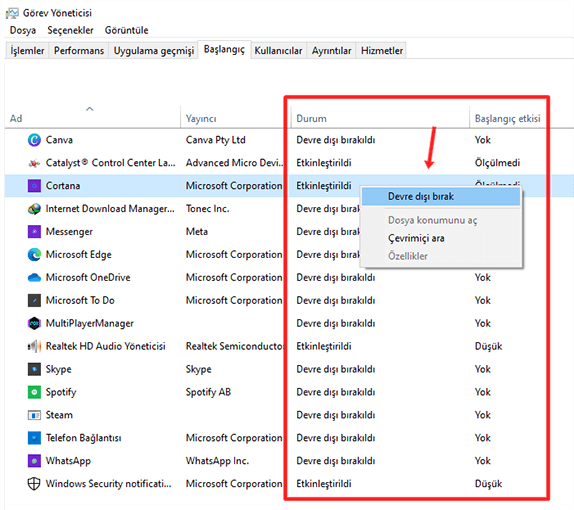 Windows 10 Başlangıçta Çalışan Uygulamaları Kapatma Nasıl Yapılır? - 4