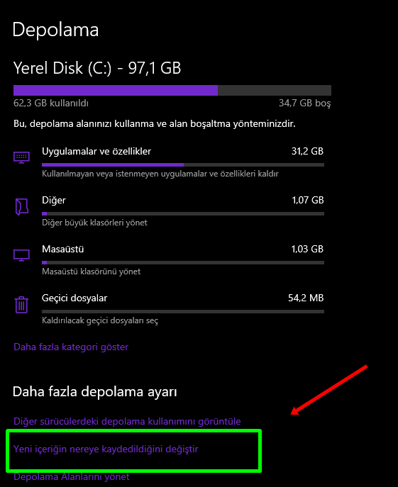 Windows 10 Varsayılan Depolama Alanı Değiştirme Nasıl Yapılır? - 5