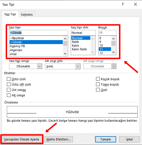 Word Varsayılan Yazı Tipini ve Yazı Boyutunu Değiştirme Nasıl Yapılır? - 2