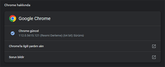 Google Chrome Güncelleme Google Chrome Güncelleme
