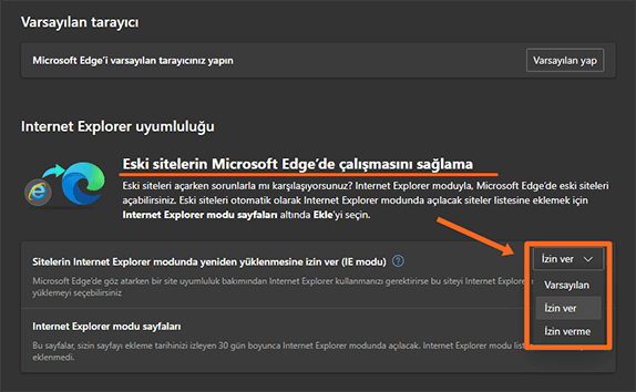 Microsoft Edge Internet Explorer Sayfası Açma (IE Modu) - 4