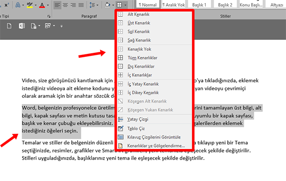 Word Paragrafa Kenarlık Ekleme Nasıl Yapılır? - 2