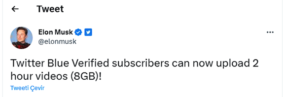 Twitter Blue Video Uzunluğu