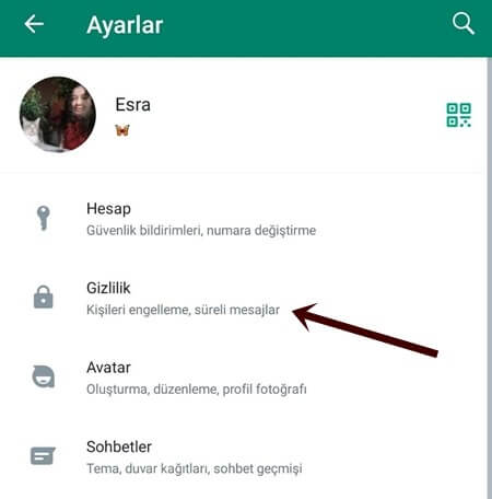WhatsApp Gizlilik Ayarları Sayfası Açma