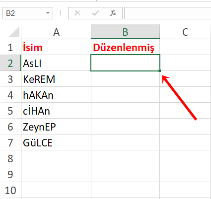 Excel Tablosunda Liste Adı Düzenleme Nasıl Yapılır? Metin Düzenleme Nasıl Yapılır? - 2