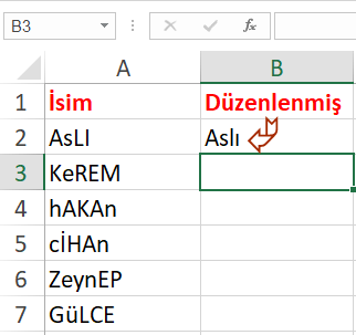 Excel Tablosunda Liste Adı Düzenleme Nasıl Yapılır? Metin Düzenleme Nasıl Yapılır? - 6