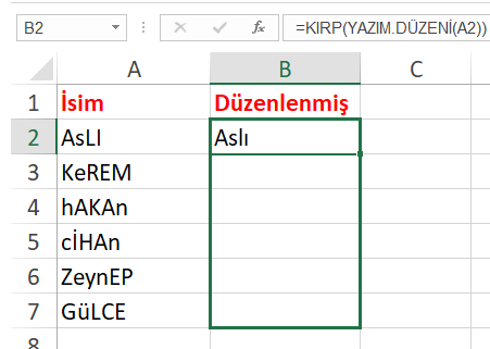 Excel Tablosunda Liste Adı Düzenleme Nasıl Yapılır? Metin Düzenleme Nasıl Yapılır? - 8