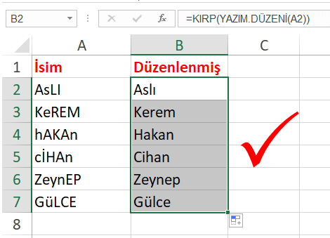 Excel Tablosunda Liste Adı Düzenleme Nasıl Yapılır? Metin Düzenleme Nasıl Yapılır? - 9