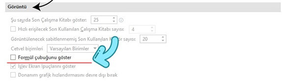 Excel Formül Çubuğu Gösterme - Gizleme Nasıl Yapılır? - 5