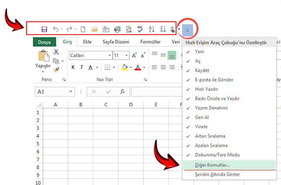 Excel Hızlı Erişim Araç Çubuğu Özelleştirme Nasıl Yapılır? Hızlı Erişim Araç Çubuğuna Yeni Özellik Ekleme - 3