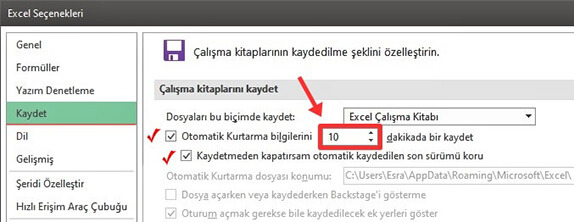 Excel Kaydedilmeyen Dosyaları Otomatik Olarak Kurtarma Nasıl Yapılır? - 3