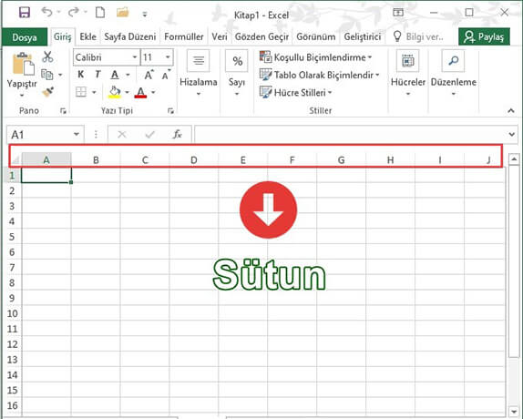 Excel Satır ve Sütun Kavramları Nelerdir? Excel'de Kaç Satır Kaç Sütun Kaç Hücre Bulunur? - 1