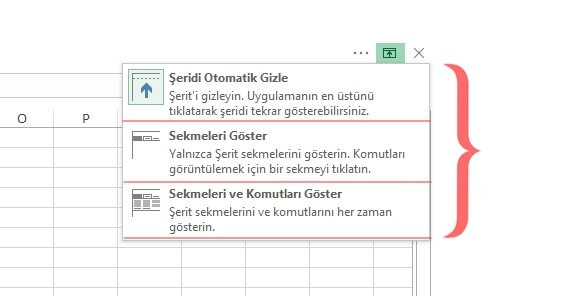 Excel Üst Menü Şeridi Gizleme ve Açma Nasıl Yapılır? - 4