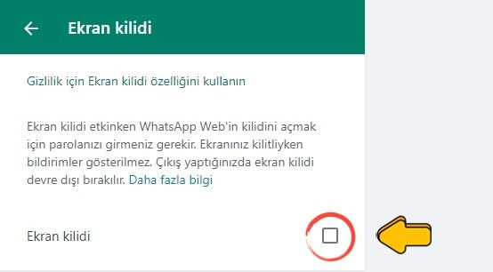 WhatsApp Web Ekran Kilidi Ayarlama Nasıl Yapılır? - 5