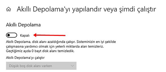 Windows 10 Akıllı Depolama Açma - Kapama - 5 Windows 10 Akıllı Depolama Açma - Kapama - 5