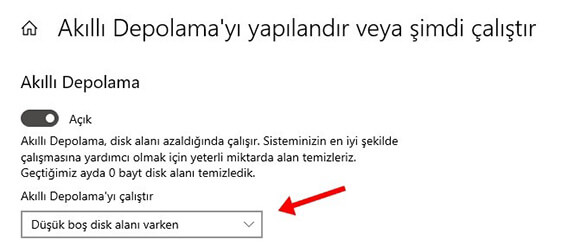 Windows 10 Akıllı Depolama Açma - Kapama - 6