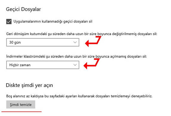 Windows 10 Akıllı Depolama Açma - Kapama - 8