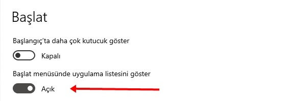 Windows 10 Başlangıçtaki Uygulama Listesini Açma - Gizleme Nasıl Yapılır? - 5 Windows 10 Başlangıçtaki Uygulama Listesini Açma - Gizleme Nasıl Yapılır? - 5