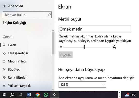 Windows 10 Metin Boyutu Değiştirme Nasıl Yapılır? - 4