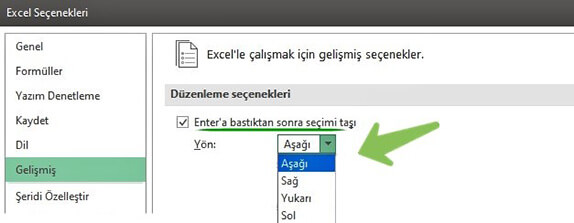 Excel Enter Tuşu ile Hücre Seçimi Taşıma Nasıl Yapılır? - 4