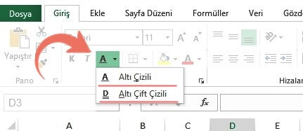 Excel Hücre Metinlerini Altı Çizgili Yazma Nasıl Yapılır - 2