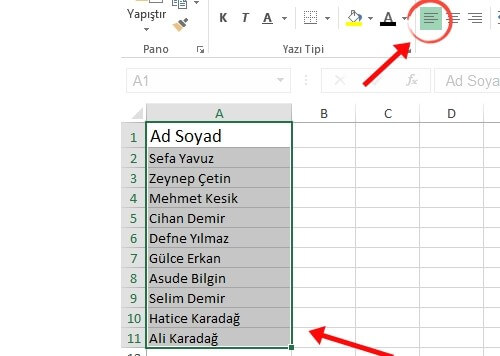 Excel Hücre Verilerini Ortalama - Sağa ve Sola Yaslama Nasıl Yapılır? - 3