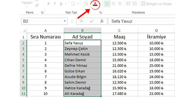 Excel Hücre Verilerini Renklendirme Nasıl Yapılır? - 1