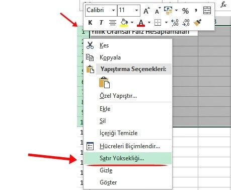 Excel Satır Yüksekliği ve Sütun Genişliği Ayarlama Nasıl Yapılır? - 5