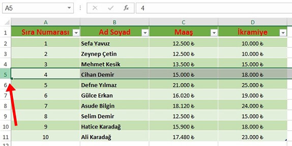 Excel Satır veya Sütun Ekleme Nasıl Yapılır? - 1