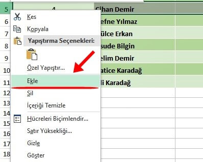 Excel Satır veya Sütun Ekleme Nasıl Yapılır? - 2