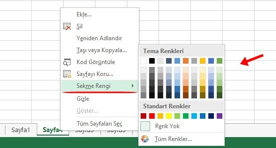 Excel Sayfa İsimlerine Renk Verme - Sayfa Sekmelerini Renklendirme Nasıl Yapılır? - 2
