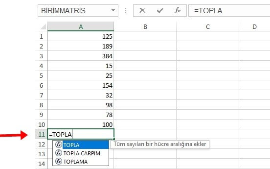 Excel Toplama İşlemi Nasıl Yapılır? - 6