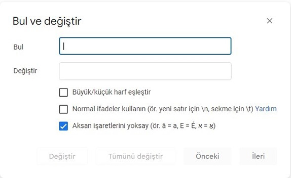 Google Dokümanlar Bul ve Değiştir ile Yanlış Yazılan Kelimeleri Düzeltme - 3 Google Dokümanlar Bul ve Değiştir ile Yanlış Yazılan Kelimeleri Düzeltme - 3
