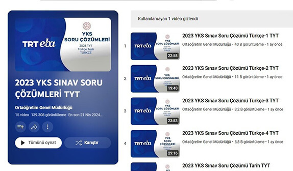 TRT EBA YKS Soru Çözümleri TRT EBA YKS Soru Çözümleri