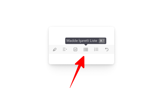 UpNote - Madde İşaretli Liste Oluşturmak UpNote - Madde İşaretli Liste Oluşturmak