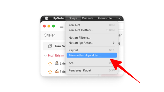 UpNote - Notları Dışa Aktarma - 3 UpNote - Notları Dışa Aktarma - 3