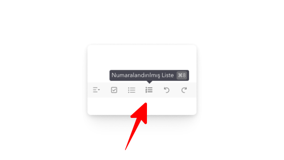 UpNote - Numaralandırılmış Liste Oluşturmak